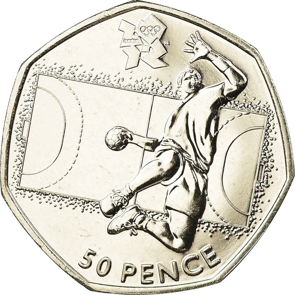 Coin, Great Britain, Elizabeth II, Handball, 50 Pence, 2011, British Royal Mint