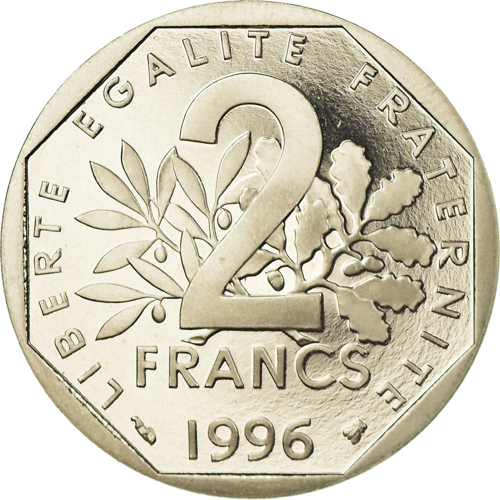 Moneda, Francia, Semeuse, 2 Francs, 1996, Paris, Proof, FDC, Níquel, KM:942.2