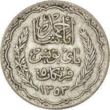 TUNISIA, 5 Francs, 1936, Paris, KM #261, VF(30-35), Silver, 4.95