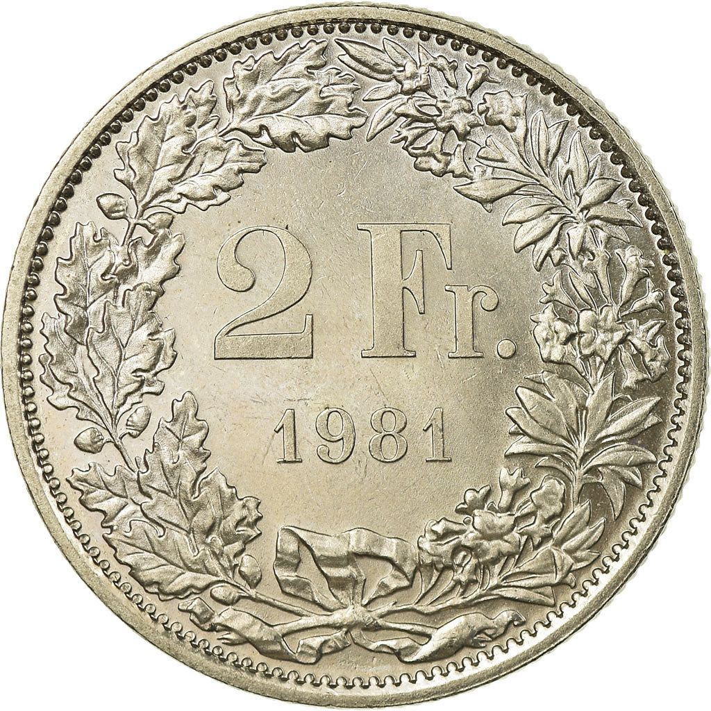 Coin, Switzerland, 2 Francs, 1981, Bern, AU(55-58), Copper-nickel, KM:21a.1