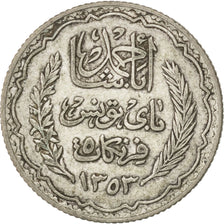 TUNISIA, 5 Francs, 1936, Paris, KM #261, VF(30-35), Silver, 4.91