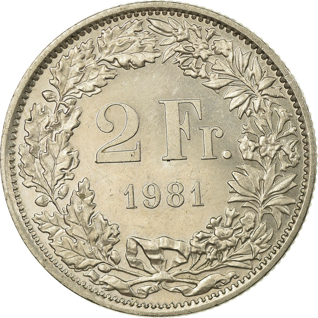 Coin, Switzerland, 2 Francs, 1981, Bern, AU(55-58), Copper-nickel, KM:21a.1