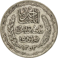 TUNISIA, 5 Francs, 1936, Paris, KM #261, VF(30-35), Silver, 4.94