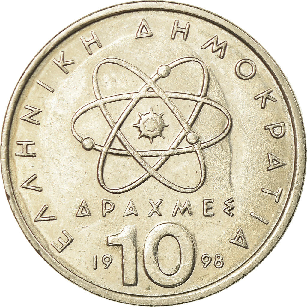 Coin, Greece, 10 Drachmes, 1998, EF(40-45), Copper-nickel, KM:132