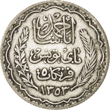 TUNISIA, 5 Francs, 1936, Paris, KM #261, VF(30-35), Silver, 4.98