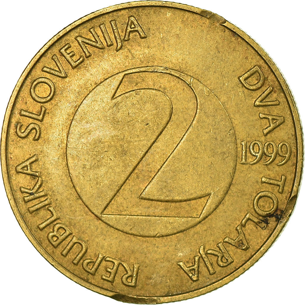 Coin, Slovenia, 2 Tolarja, 1999, EF(40-45), Nickel-brass, KM:5