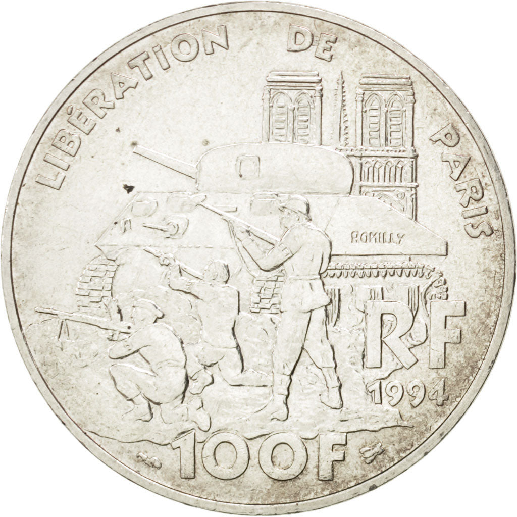 FRANCE, Libération de Paris, 100 Francs, 1994, KM #1045.1, EF(40-45), Silver, 31