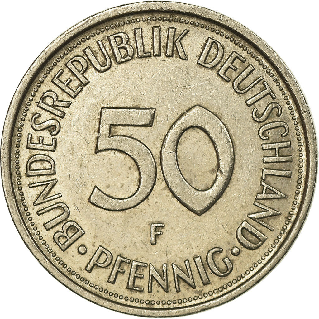 Coin, GERMANY - FEDERAL REPUBLIC, 50 Pfennig, 1988, Stuttgart, EF(40-45)