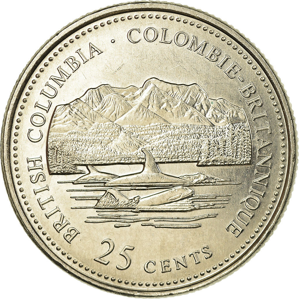 Monnaie, Canada, Elizabeth II, British Columbia, 25 Cents, 1992, Royal Canadian