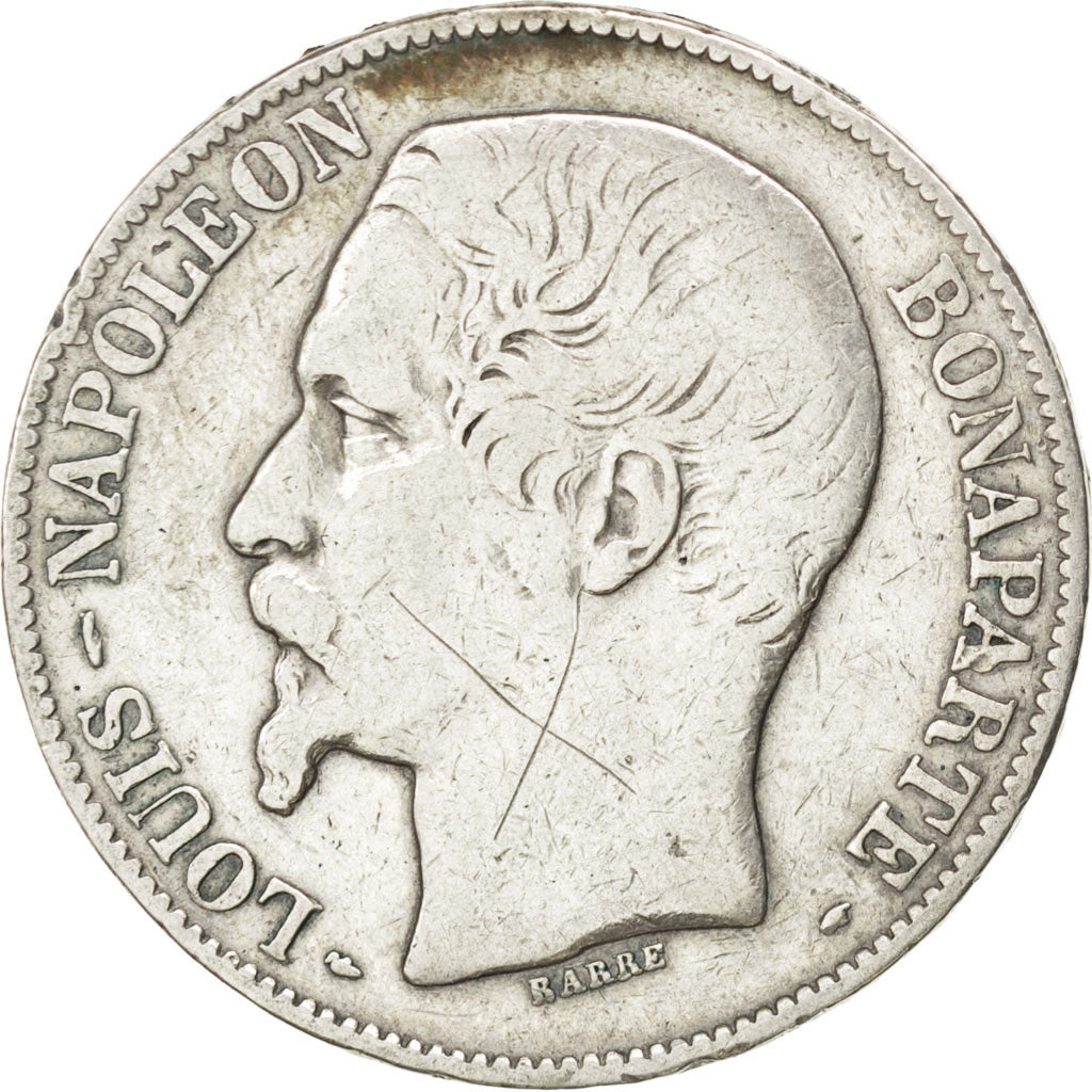 FRANCE, Napoléon III, 5 Francs, 1852, Paris, KM #773.1, VF(20-25), Silver, G...