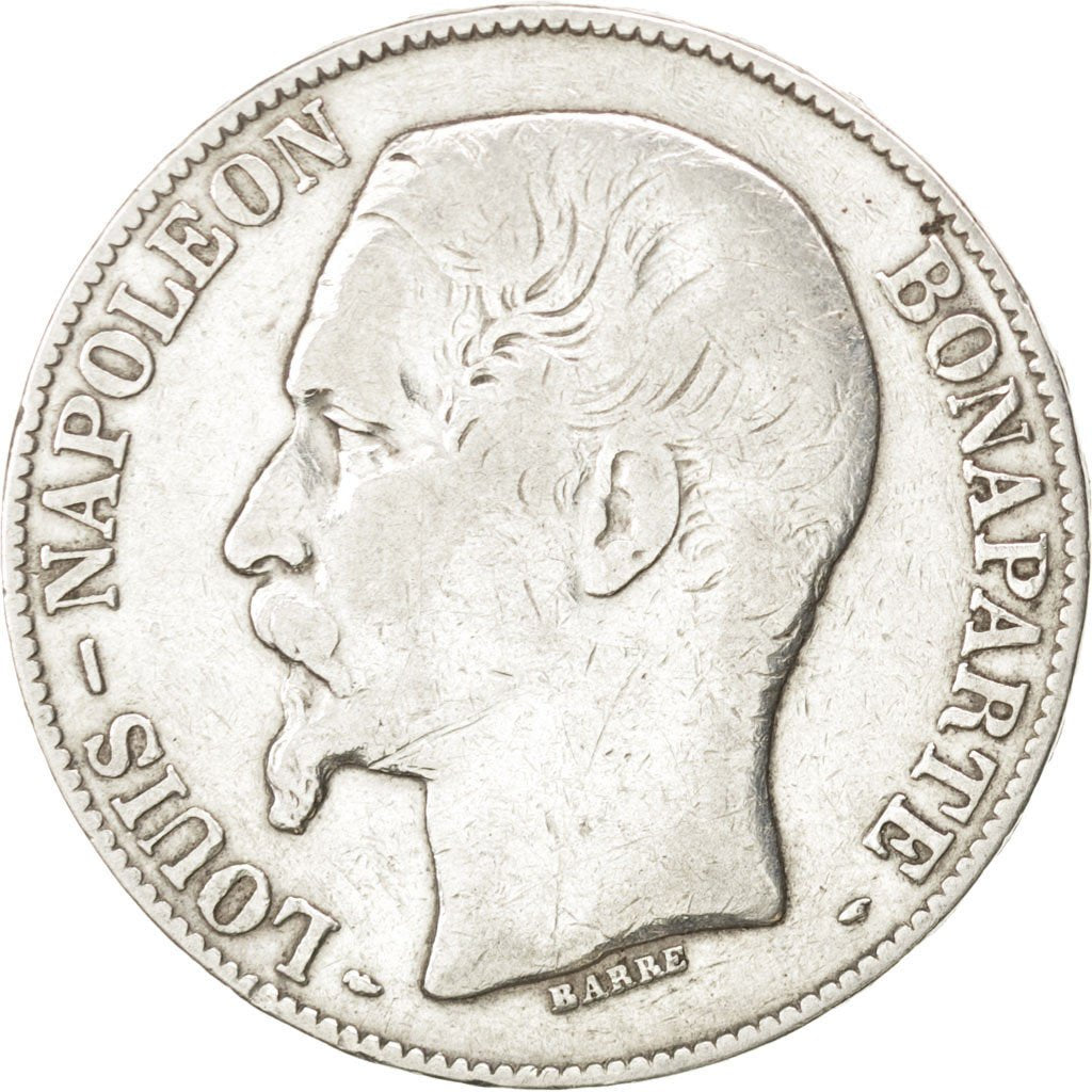 FRANCE, Napoléon III, 5 Francs, 1852, Paris, KM #773.1, VF(30-35), Silver, G...