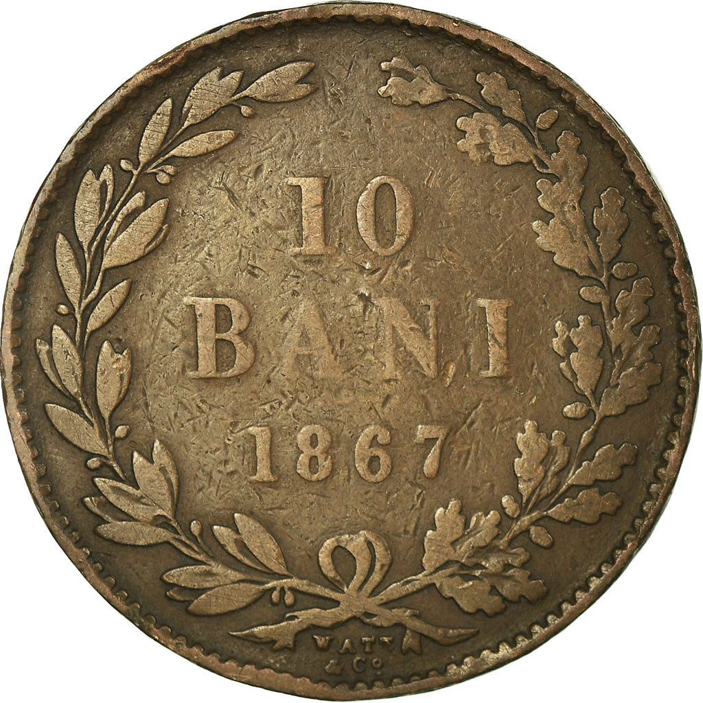 Coin, Romania, Carol I, 10 Bani, 1867, VF(20-25), Copper, KM:4.2