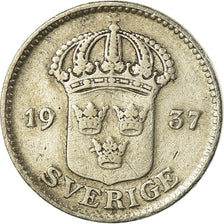 Coin, Sweden, Gustaf V, 25 Öre, 1937, VF(30-35), Silver, KM:785