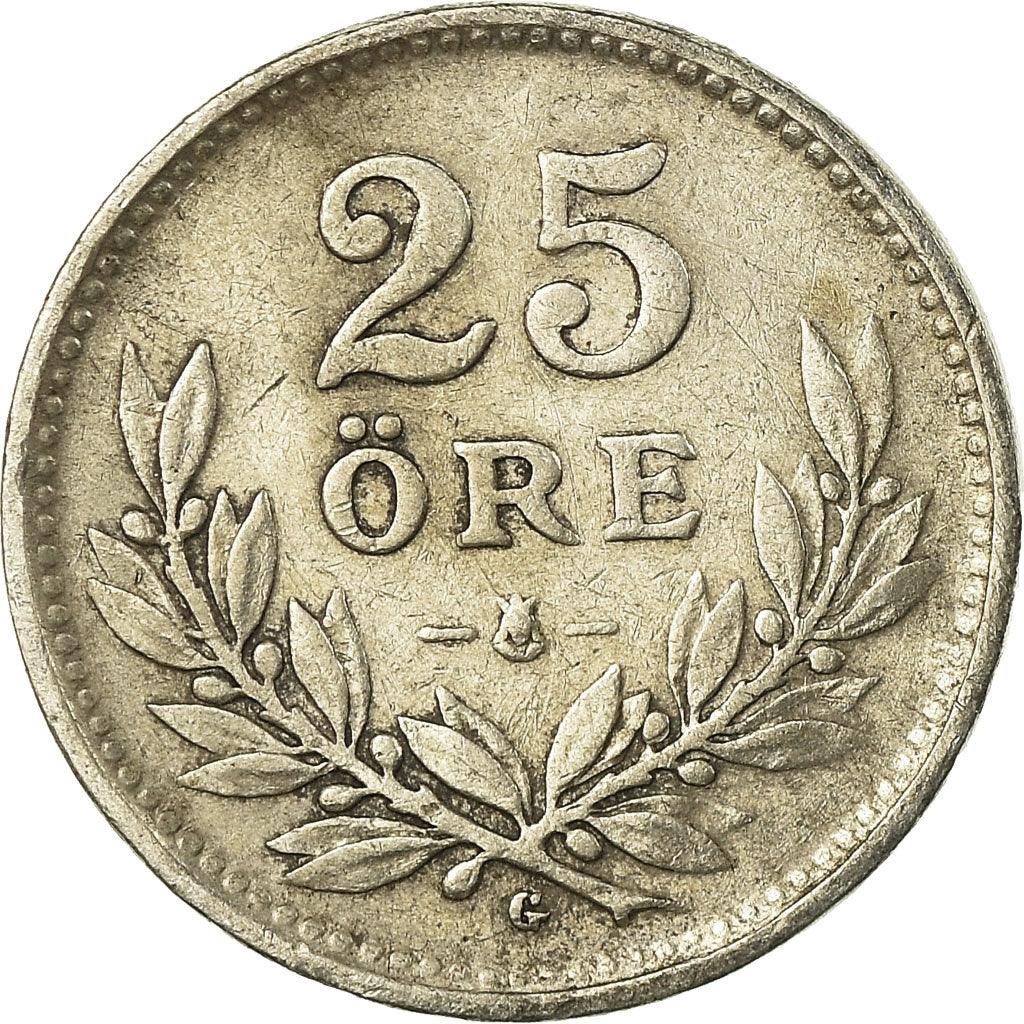 Coin, Sweden, Gustaf V, 25 Öre, 1937, VF(30-35), Silver, KM:785