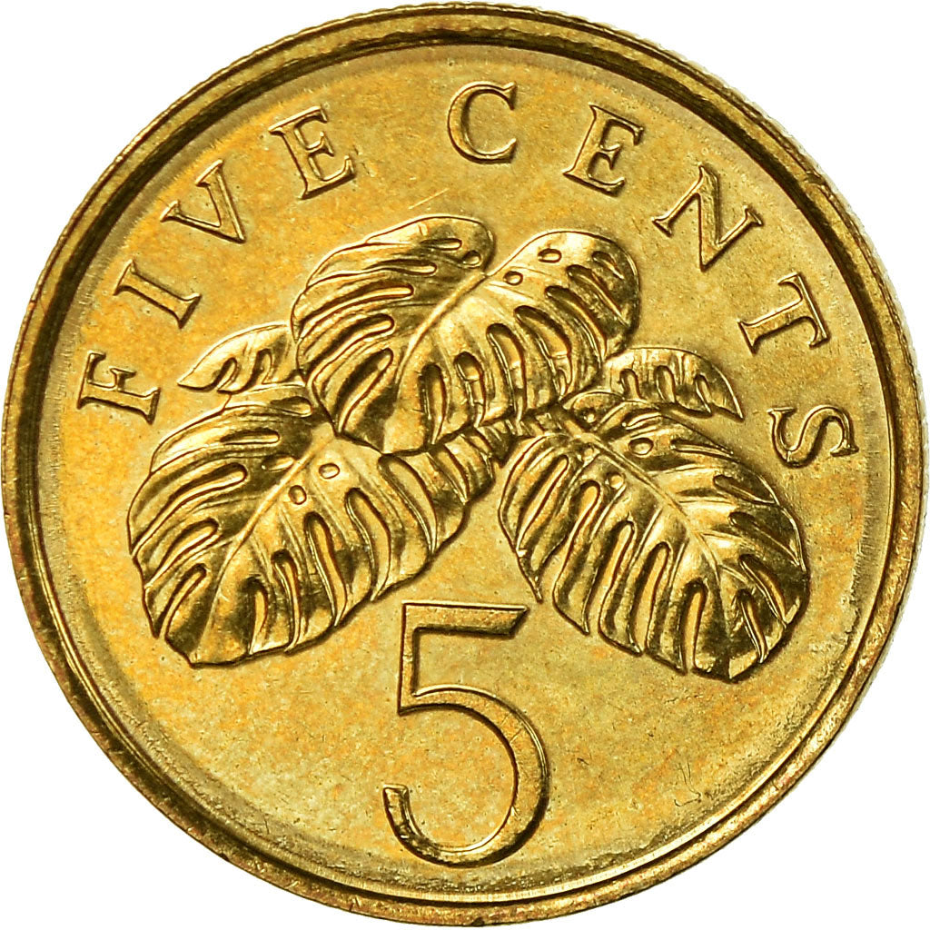 Coin, Singapore, 5 Cents, 2009, Singapore Mint, EF(40-45), Aluminum-Bronze