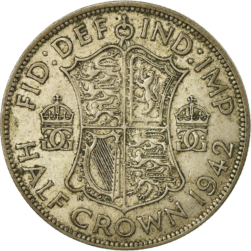 Coin, Great Britain, George VI, 1/2 Crown, 1942, EF(40-45), Silver, KM:856