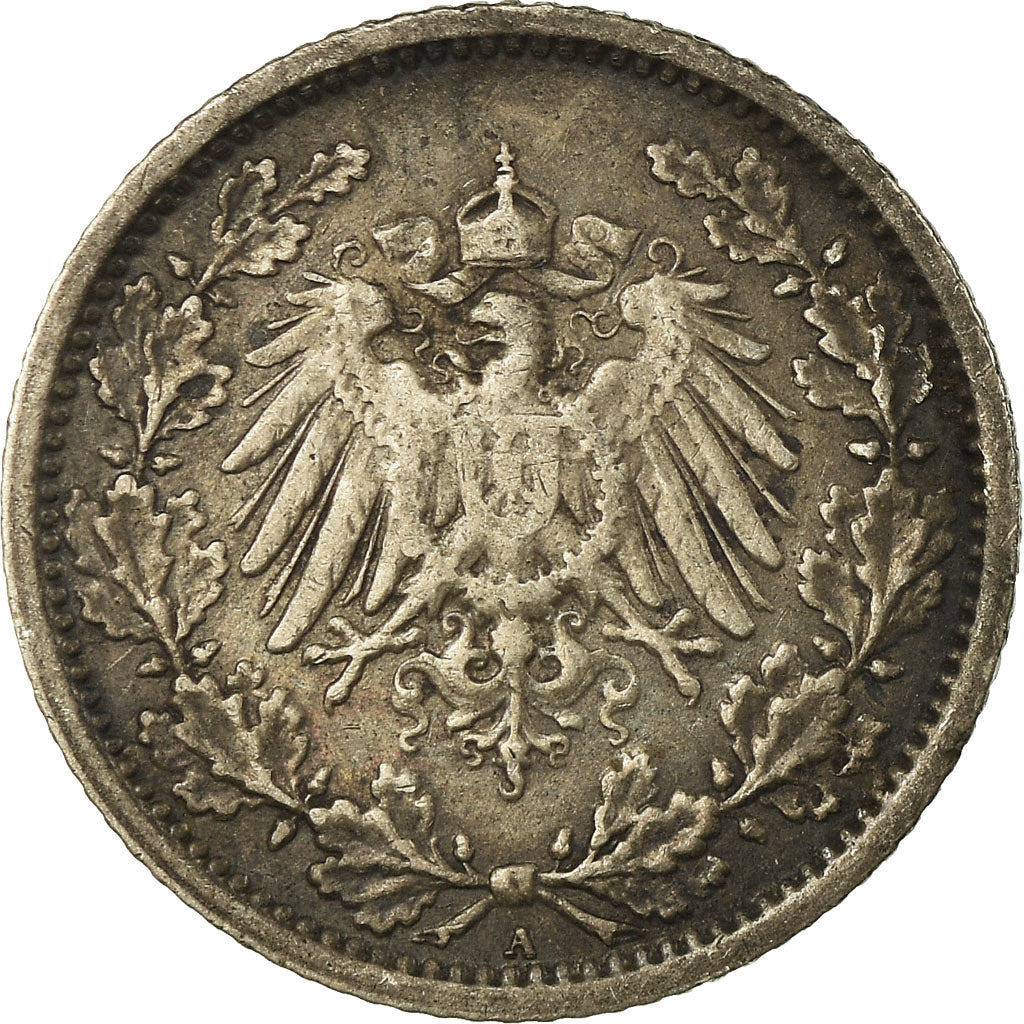 Coin, GERMANY - EMPIRE, 1/2 Mark, 1917, Berlin, VF(30-35), Silver, KM:17