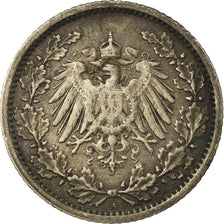 Coin, GERMANY - EMPIRE, 1/2 Mark, 1917, Berlin, VF(30-35), Silver, KM:17