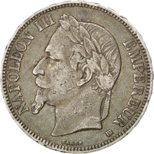 Munten, Frankrijk, Napoléon III, 5 Francs, 1868, Strasbourg, FR+, Zilver