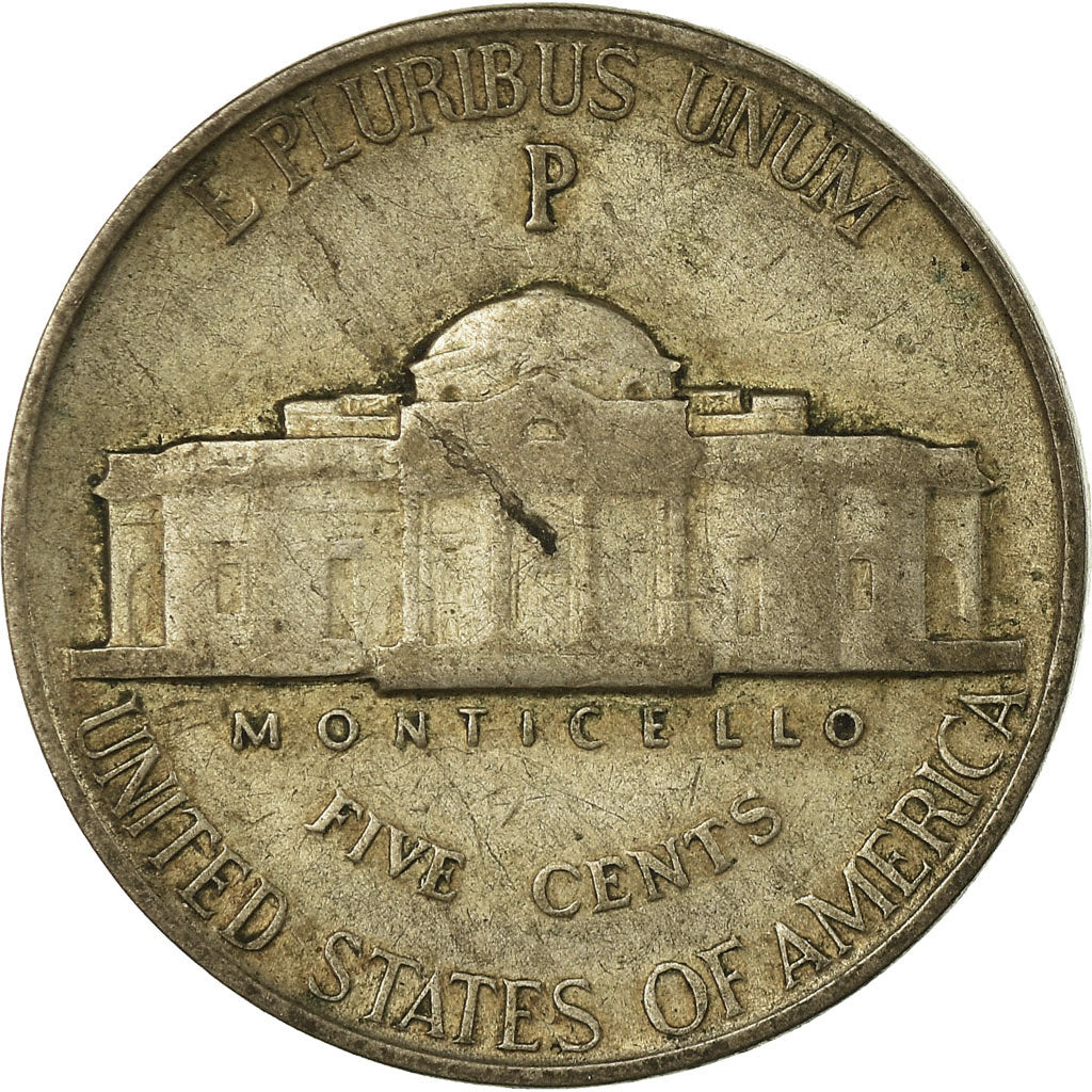 Moneta, USA, Jefferson Nickel, 5 Cents, 1943, U.S. Mint, Philadelphia