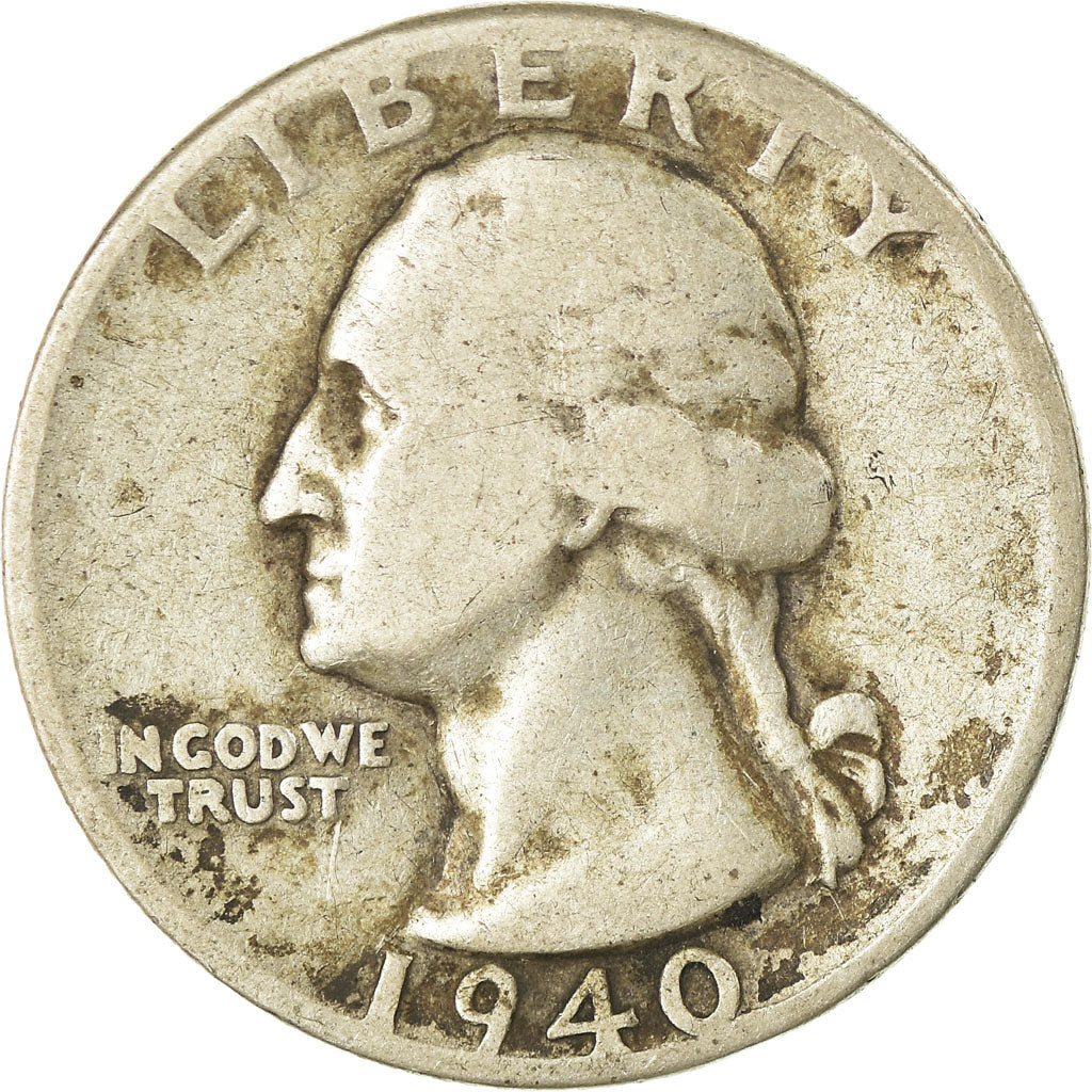 Coin, United States, Washington Quarter, Quarter, 1940, U.S. Mint, Philadelphia