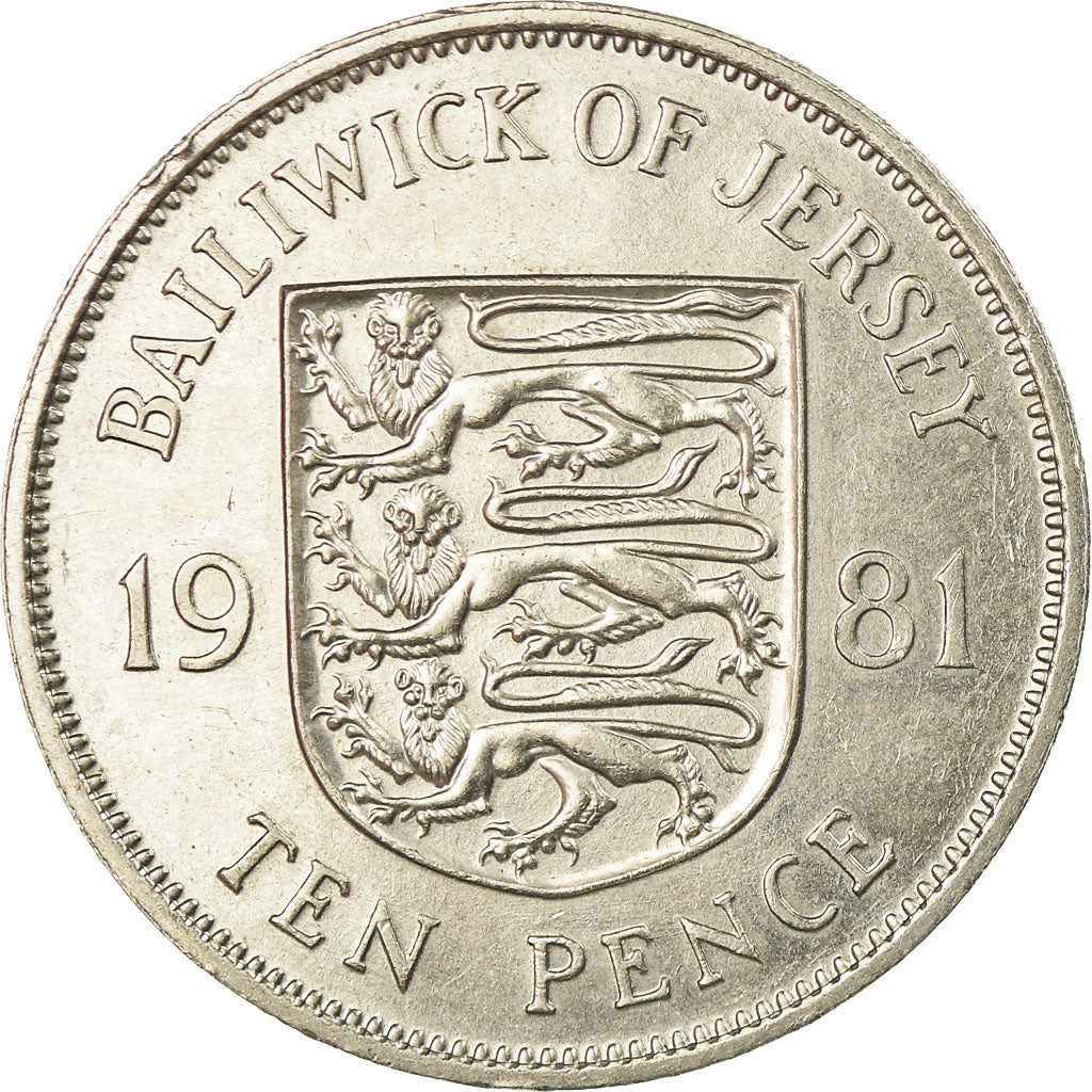 Coin, Jersey, Elizabeth II, 10 Pence, 1981, EF(40-45), Copper-nickel, KM:49