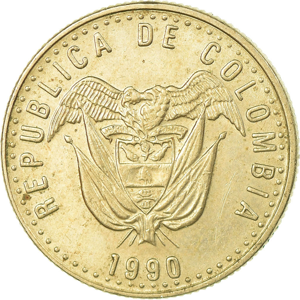 Moneta, Colombia, 50 Pesos, 1990, BB, Rame-nichel-zinco, KM:283.1
