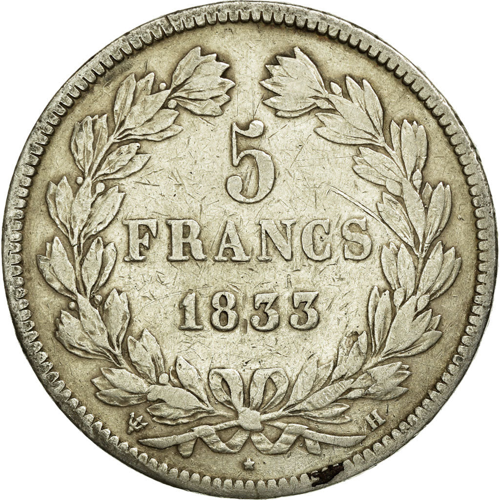 Coin, France, Louis-Philippe, 5 Francs, 1833, La Rochelle, VF(30-35), Silver