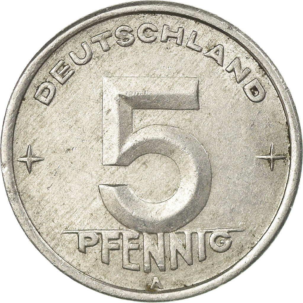Coin, GERMAN-DEMOCRATIC REPUBLIC, 5 Pfennig, 1948, Berlin, EF(40-45), Aluminum
