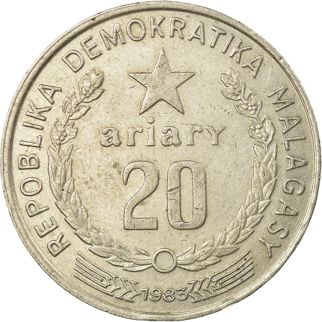 Coin, Madagascar, 20 Ariary, 1983, EF(40-45), Copper-nickel, KM:14b