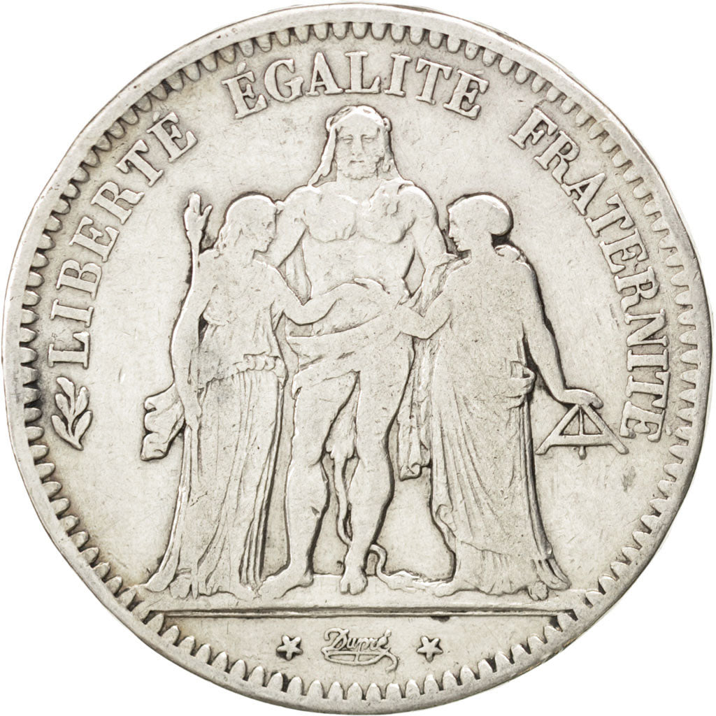 FRANCE, Hercule, 5 Francs, 1849, Paris, KM #756.1, VF(20-25), Silver, Gadoury...