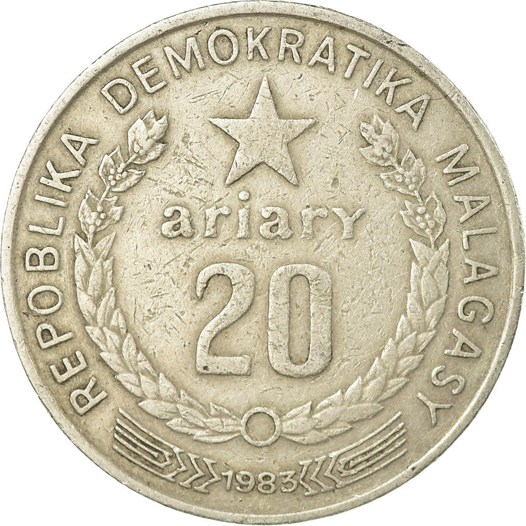Coin, Madagascar, 20 Ariary, 1983, EF(40-45), Copper-nickel, KM:14b