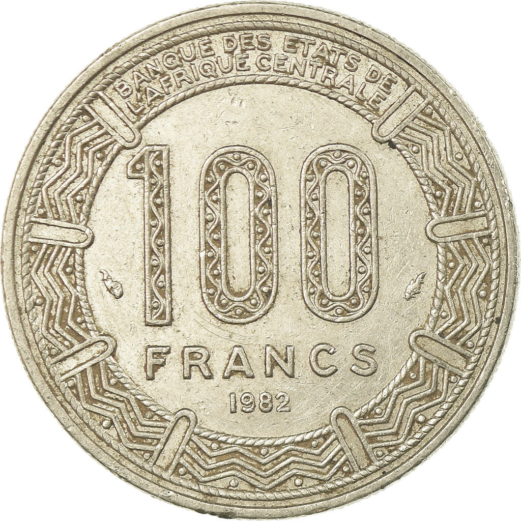 Coin, Central African Republic, 100 Francs, 1982, EF(40-45), Nickel, KM:7
