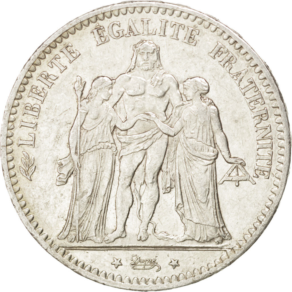 FRANCE, Hercule, 5 Francs, 1876, Paris, KM #820.1, EF(40-45), Silver, Gadoury...