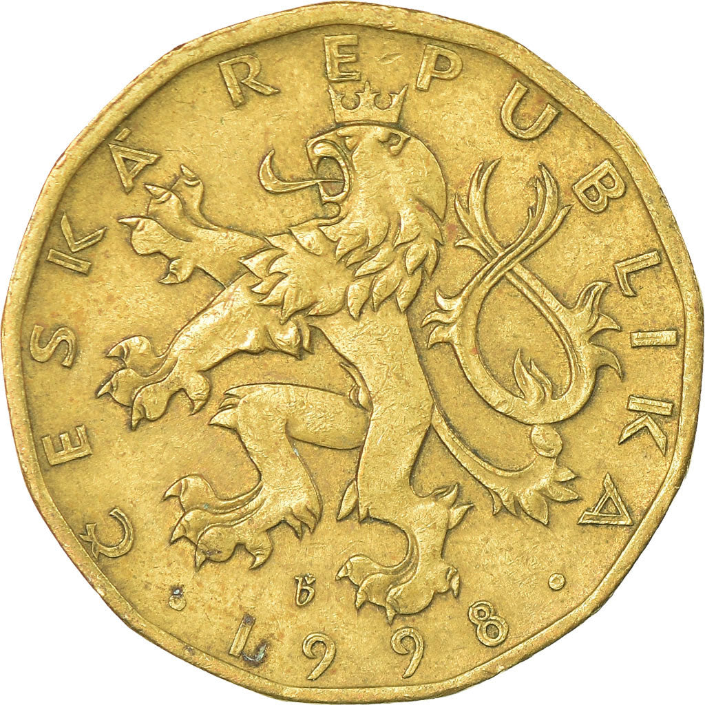 Coin, Czech Republic, 20 Korun, 1998, EF(40-45), Brass plated steel, KM:5