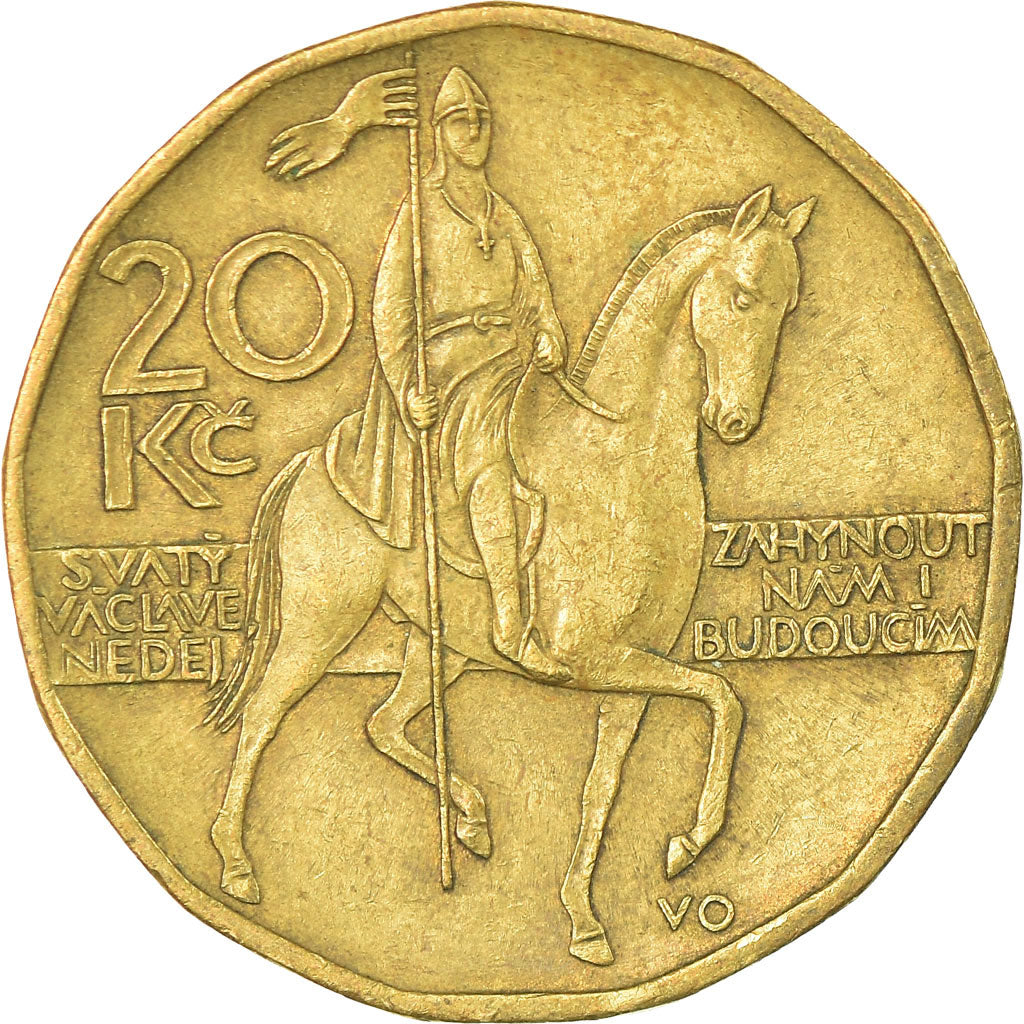 Coin, Czech Republic, 20 Korun, 1998, EF(40-45), Brass plated steel, KM:5