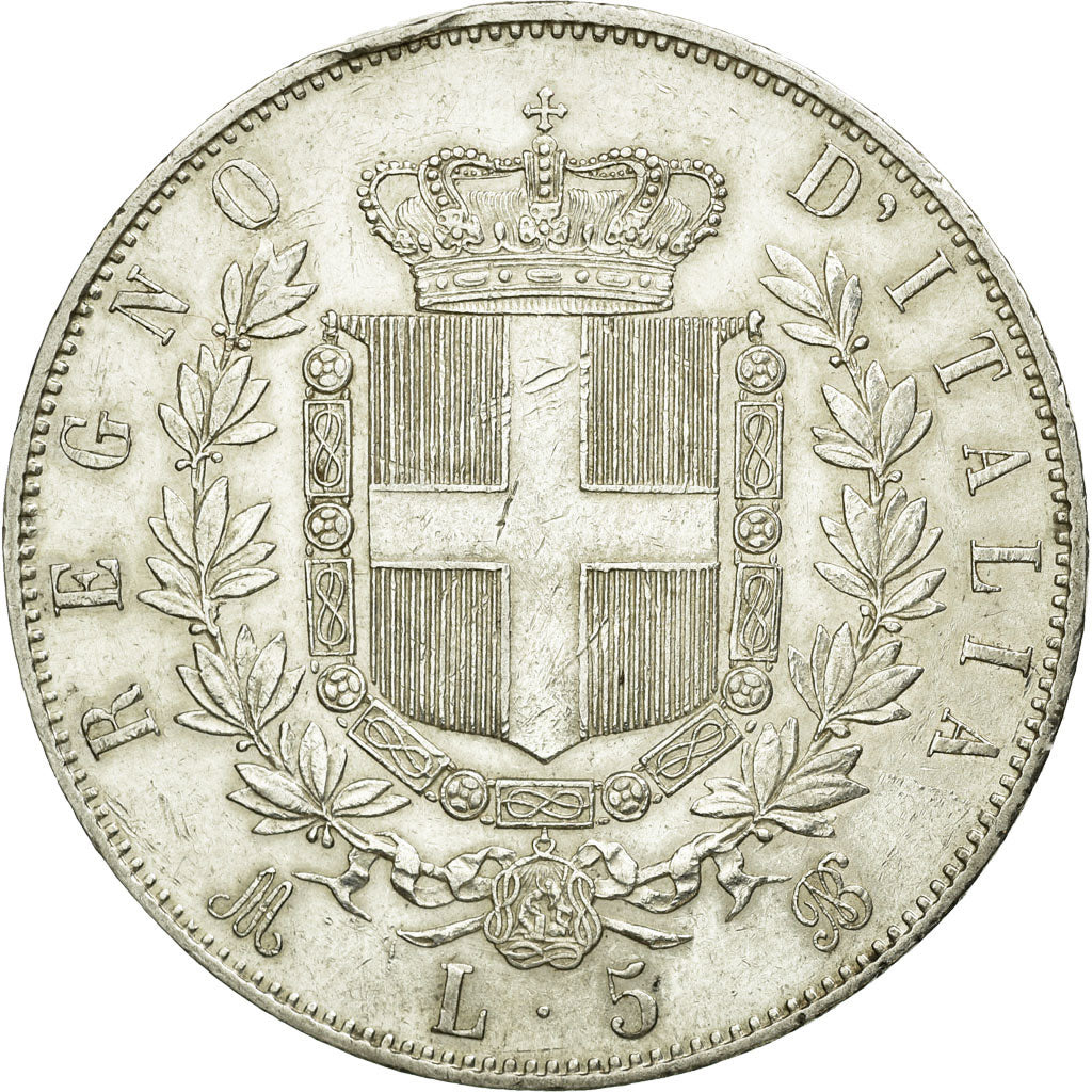 Coin, Italy, Vittorio Emanuele II, 5 Lire, 1872, Milan, AU(50-53), Silver
