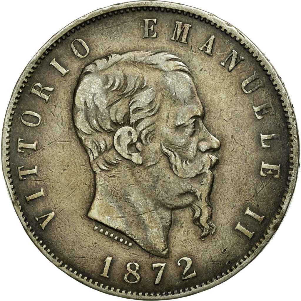 Monnaie, Italie, Vittorio Emanuele II, 5 Lire, 1872, Milan, TB+, Argent, KM:8.3