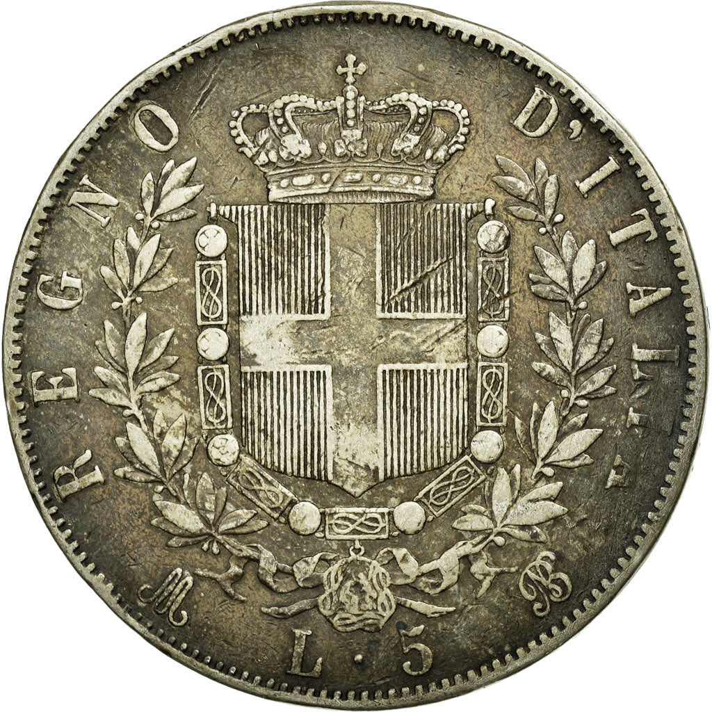 Monnaie, Italie, Vittorio Emanuele II, 5 Lire, 1872, Milan, TB+, Argent, KM:8.3