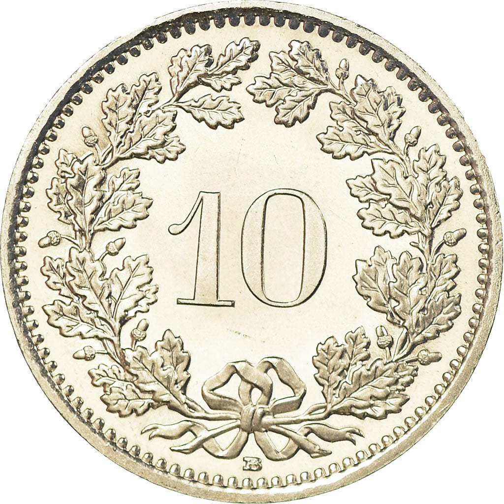 Coin, Switzerland, 10 Rappen, 2002, Bern, Proof, MS(63), Copper-nickel, KM:27