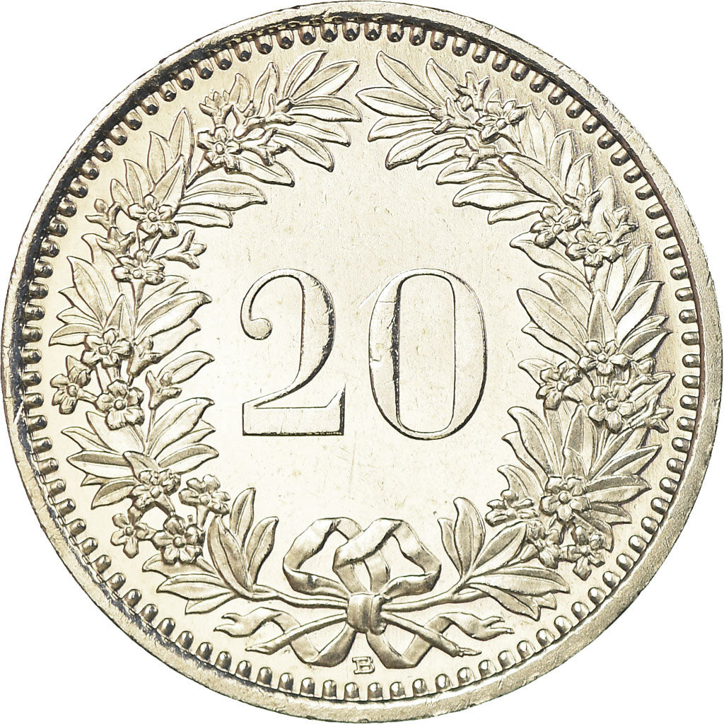 Coin, Switzerland, 20 Rappen, 2002, Bern, Proof, MS(63), Copper-nickel, KM:29a