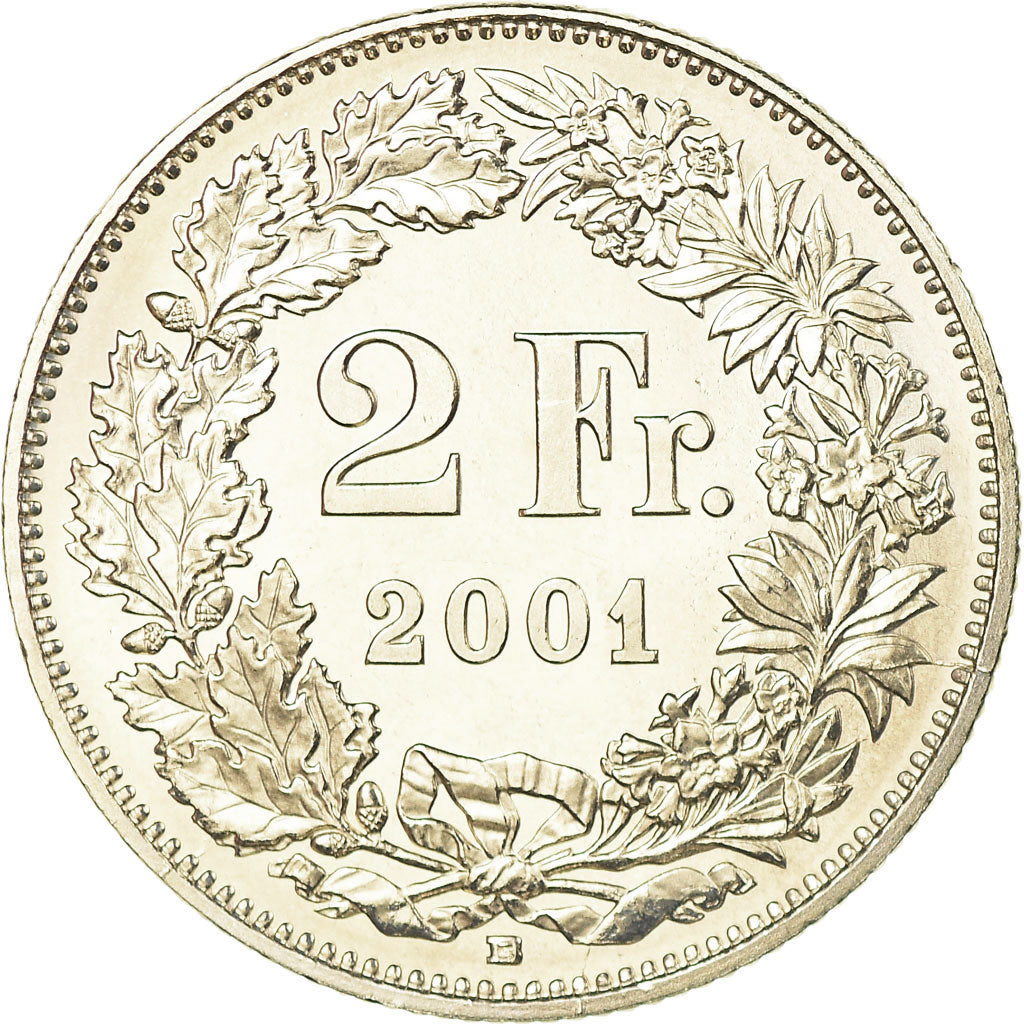 Coin, Switzerland, 2 Francs, 2001, Bern, Proof, MS(63), Copper-nickel, KM:21a.3
