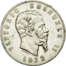 Coin, Italy, Vittorio Emanuele II, 5 Lire, 1873, Milan, EF(40-45), Silver