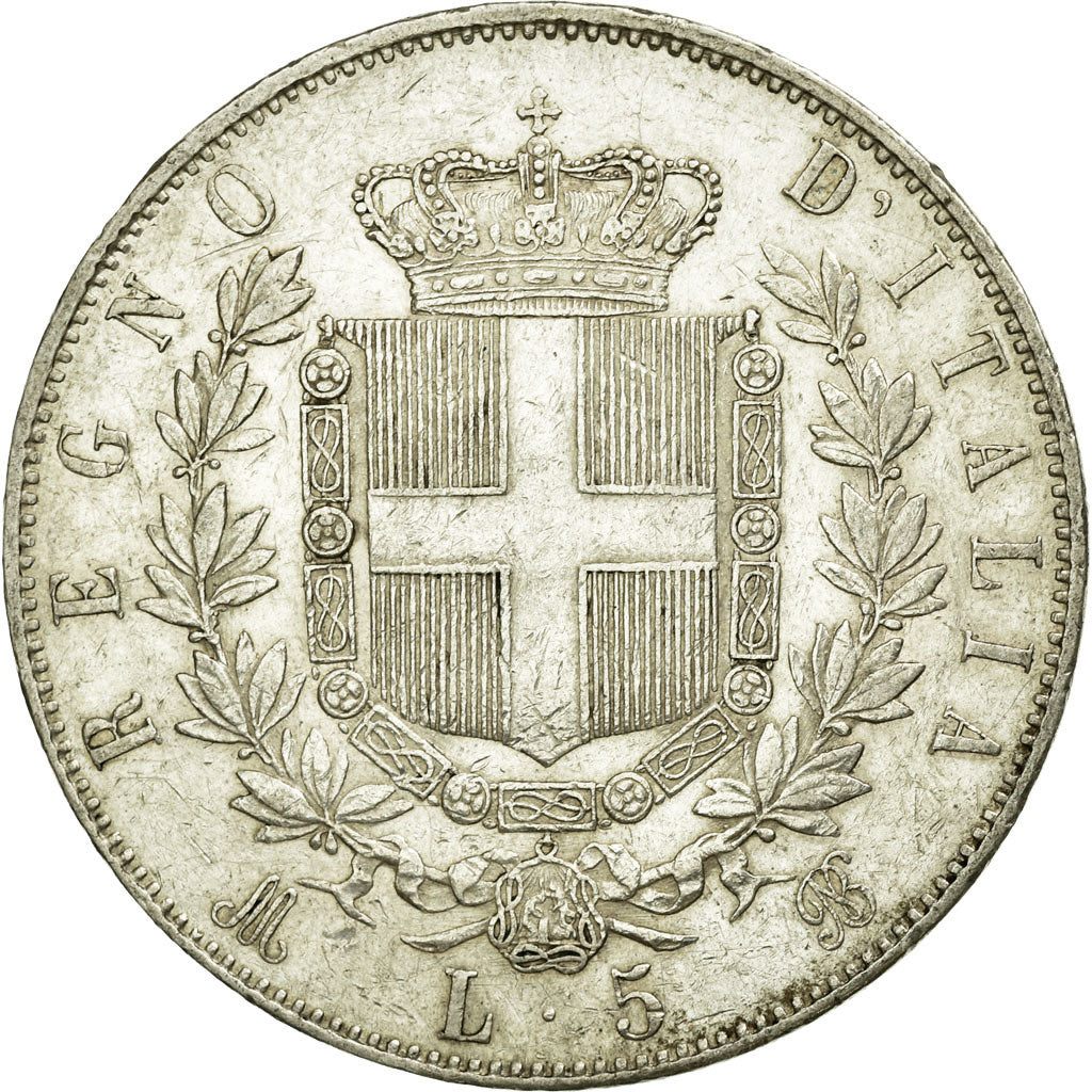 Coin, Italy, Vittorio Emanuele II, 5 Lire, 1873, Milan, EF(40-45), Silver