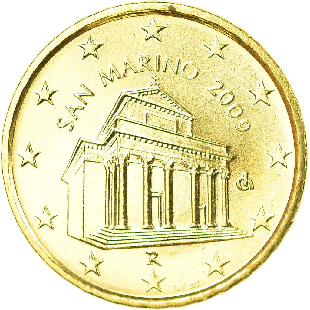San Marino, 10 Euro Cent, 2009, MS(63), Brass, KM:482