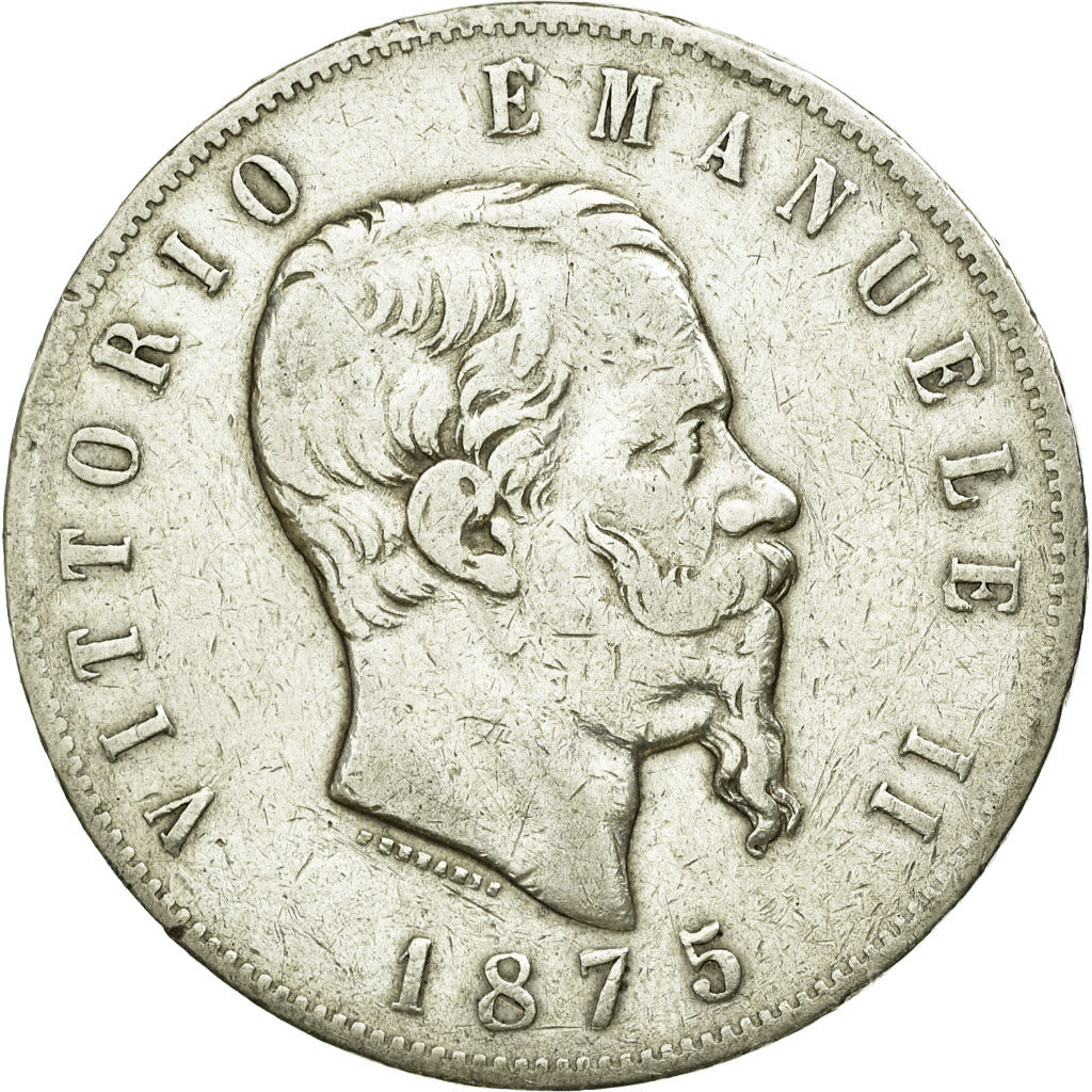Monnaie, Italie, Vittorio Emanuele II, 5 Lire, 1875, Milan, TB+, Argent, KM:8.3