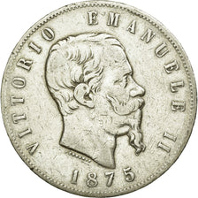 Monnaie, Italie, Vittorio Emanuele II, 5 Lire, 1875, Milan, TB+, Argent, KM:8.3
