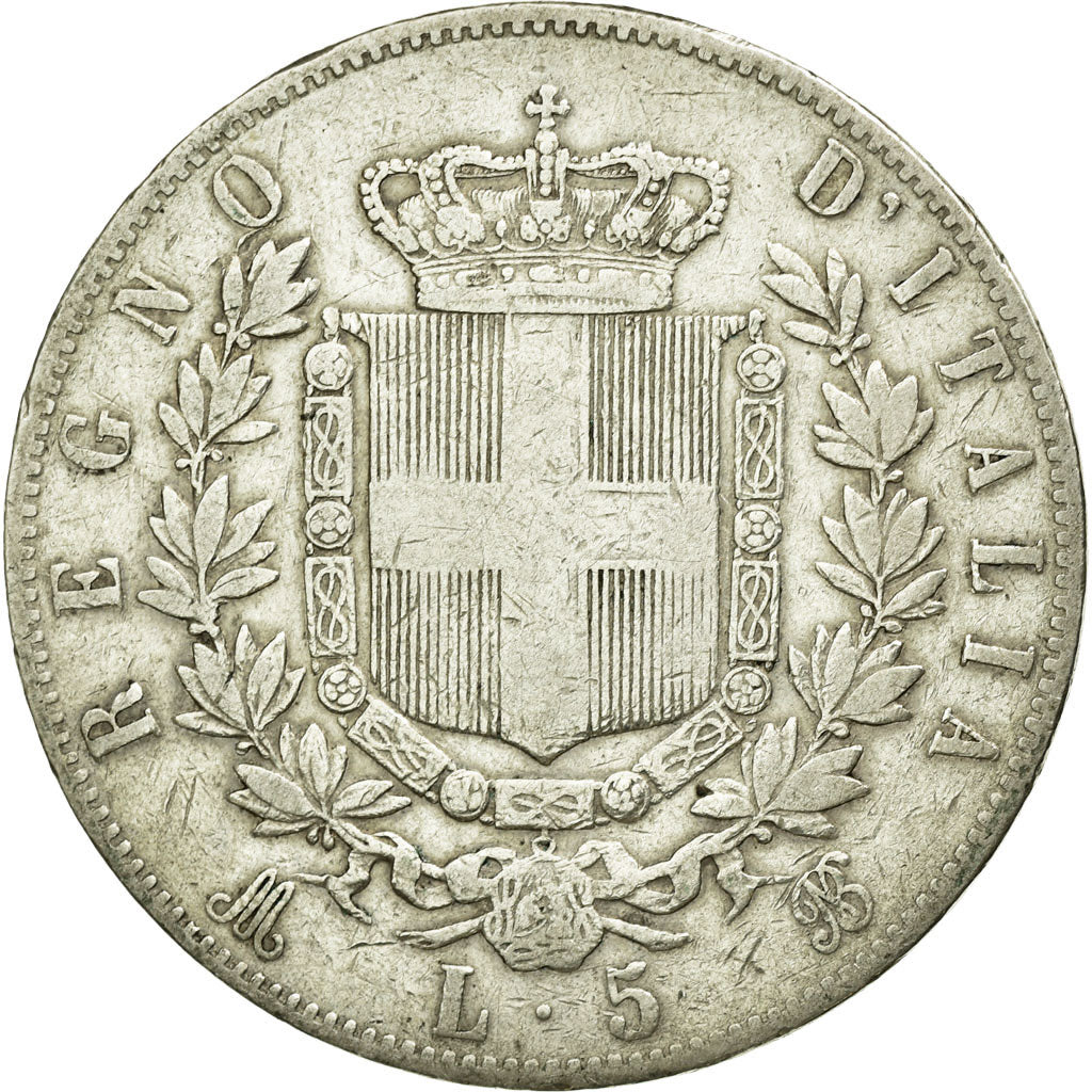 Monnaie, Italie, Vittorio Emanuele II, 5 Lire, 1875, Milan, TB+, Argent, KM:8.3