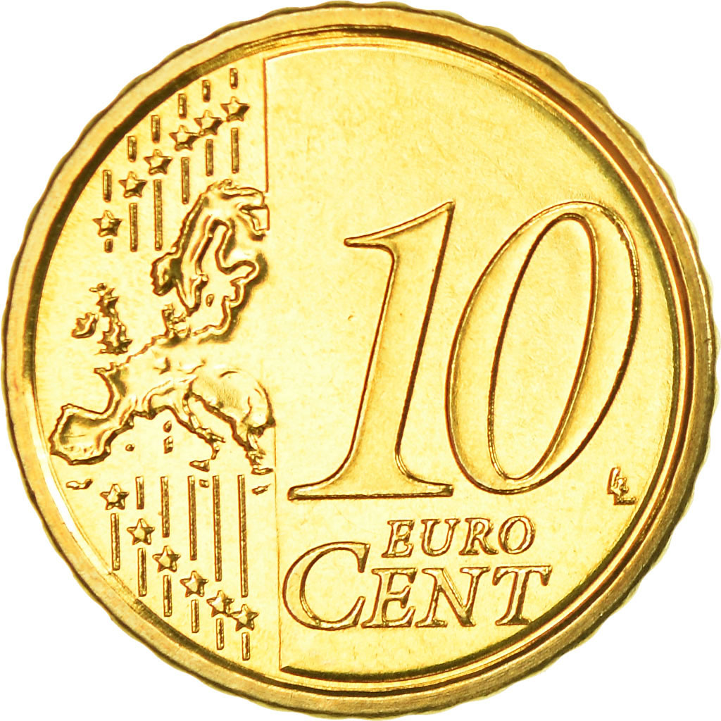 San Marino, 10 Euro Cent, 2008, MS(63), Brass, KM:482