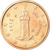 San Marino, Euro Cent, 2012, MS(63), Copper Plated Steel, KM:440
